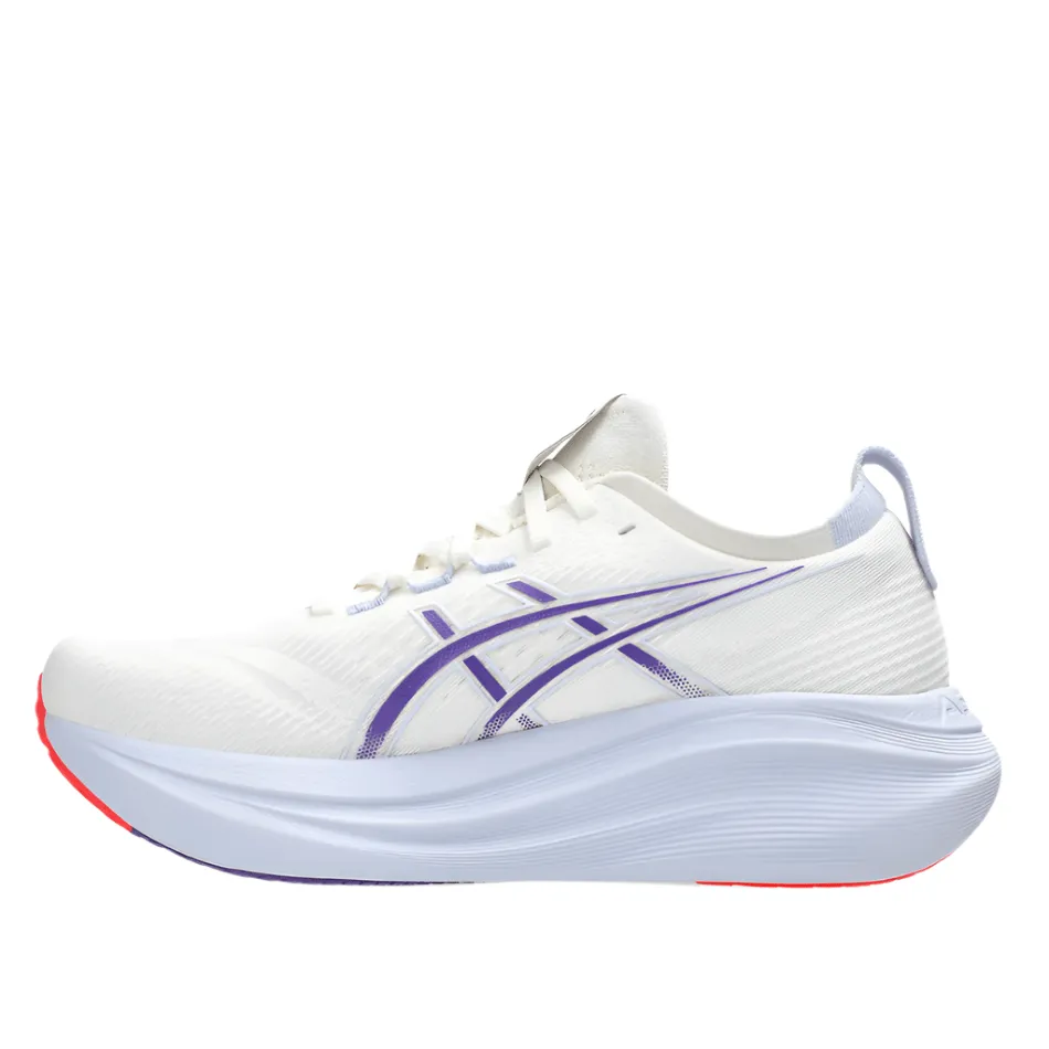 Ankle Lock ASICS Men's GEL-NIMBUS 27 TOKYO Collection Running Shoes in Cream/Edo Purple AW25