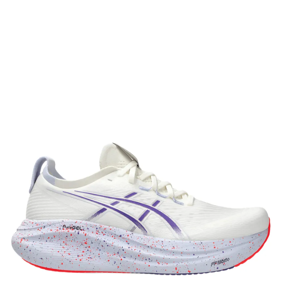 Energycell outdoor durability ASICS Men's GEL-NIMBUS 27 TOKYO Collection Running Shoes in Cream/Edo Purple AW25