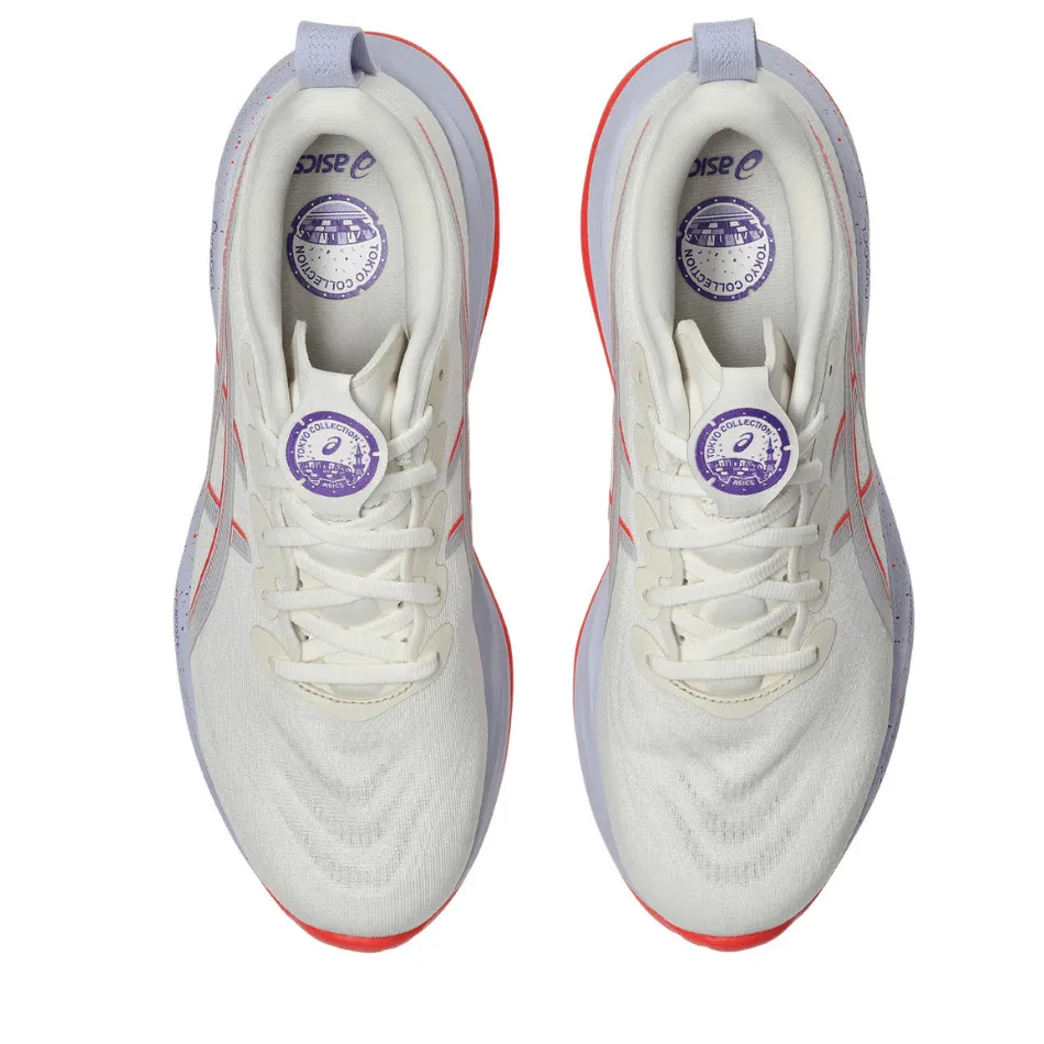 Clean Form ASICS Women's GEL-CUMULUS 27 TOKYO Collection Running Shoes in Cream/Edo Purple AW25