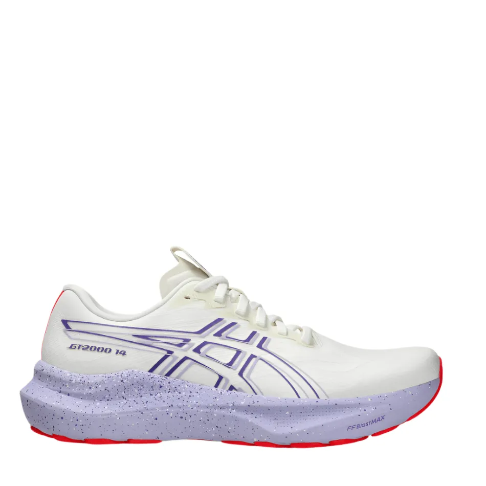 ASICS Women's GT-2000 v14 TOKYO Collection Running Shoes in Cream/Edo Purple AW25 Comfort Heel Pressure Dispersing Footbed