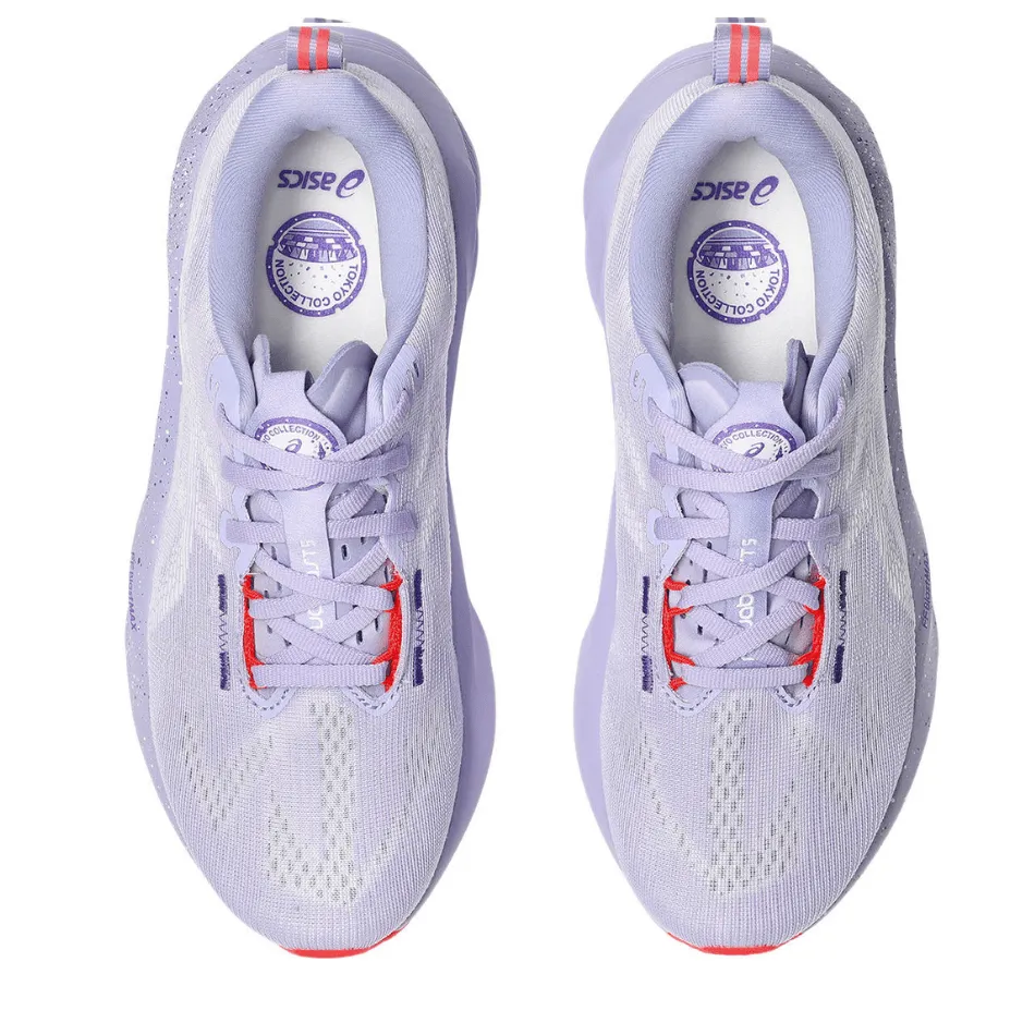 ASICS Women's NOVABLAST 5 TOKYO Collection Running Shoes in Vapor/Edo Purple AW25 Speedy Walk Support Base