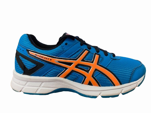 Asics scarpa da corsa da ragazzo Gel Galaxy 8 C520N 4230 blu arancio Ergonomic Lace System running in a cross - country meet shoes