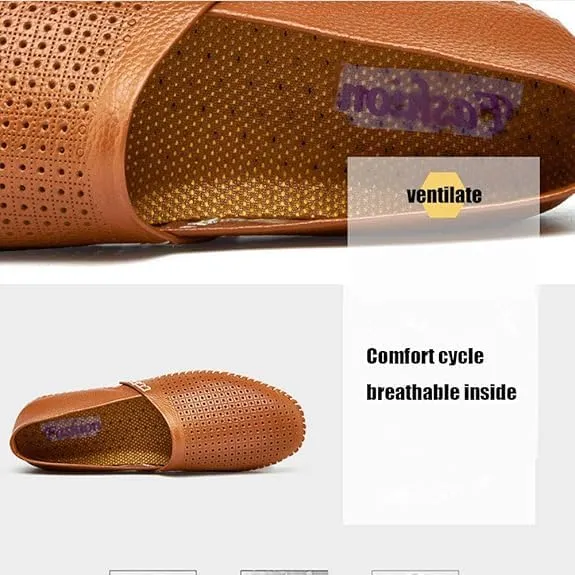 Asifn Men's Moccasin Slippers Summer Casual Shoes Walking Comfortable Driving Leather Shoes