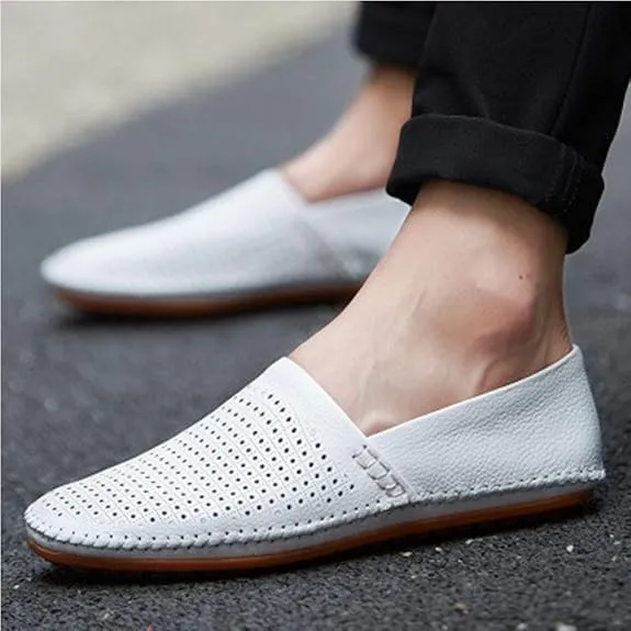 Asifn Men's Moccasin Slippers Summer Casual Shoes Walking Comfortable Driving Leather Shoes