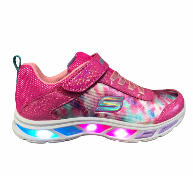 Reflective Detailing high - visibility Skechers sneakers da bambina S Lights Litebeams Dance N Glow 10921L NPMT rosa shock