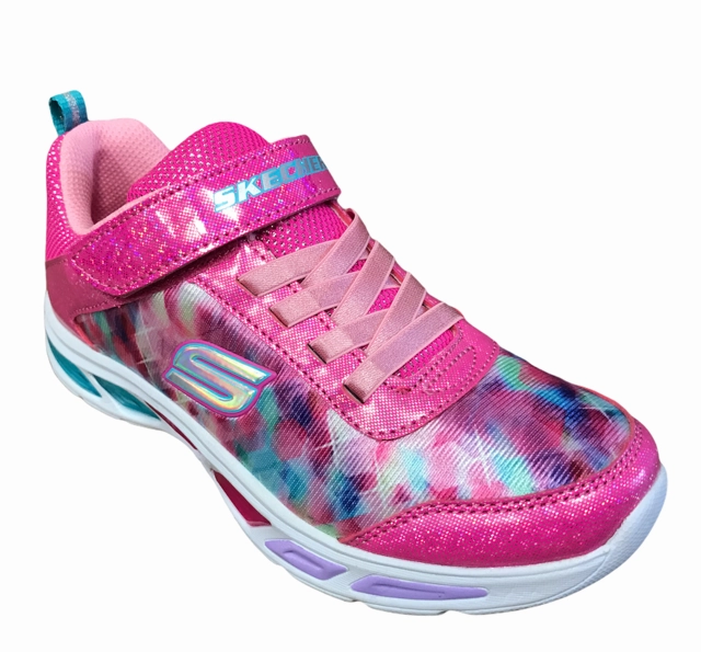 Breathable Knit Texture Skechers sneakers da bambina S Lights Litebeams Dance N Glow 10921L NPMT rosa shock