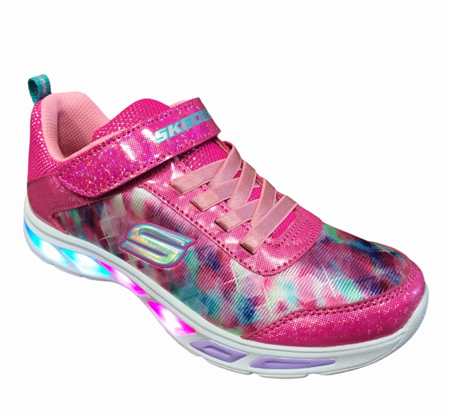 Skechers sneakers da bambina S Lights Litebeams Dance N Glow 10921L NPMT rosa shock Ventilated Heel Panel
