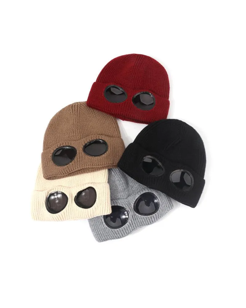Aviator Sunglasses Knitted Futuristic Hat