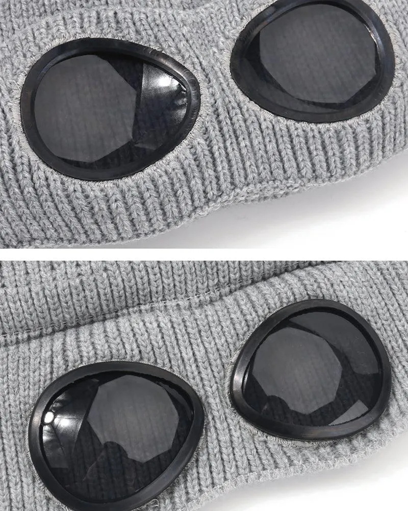 Aviator Sunglasses Knitted Futuristic Hat