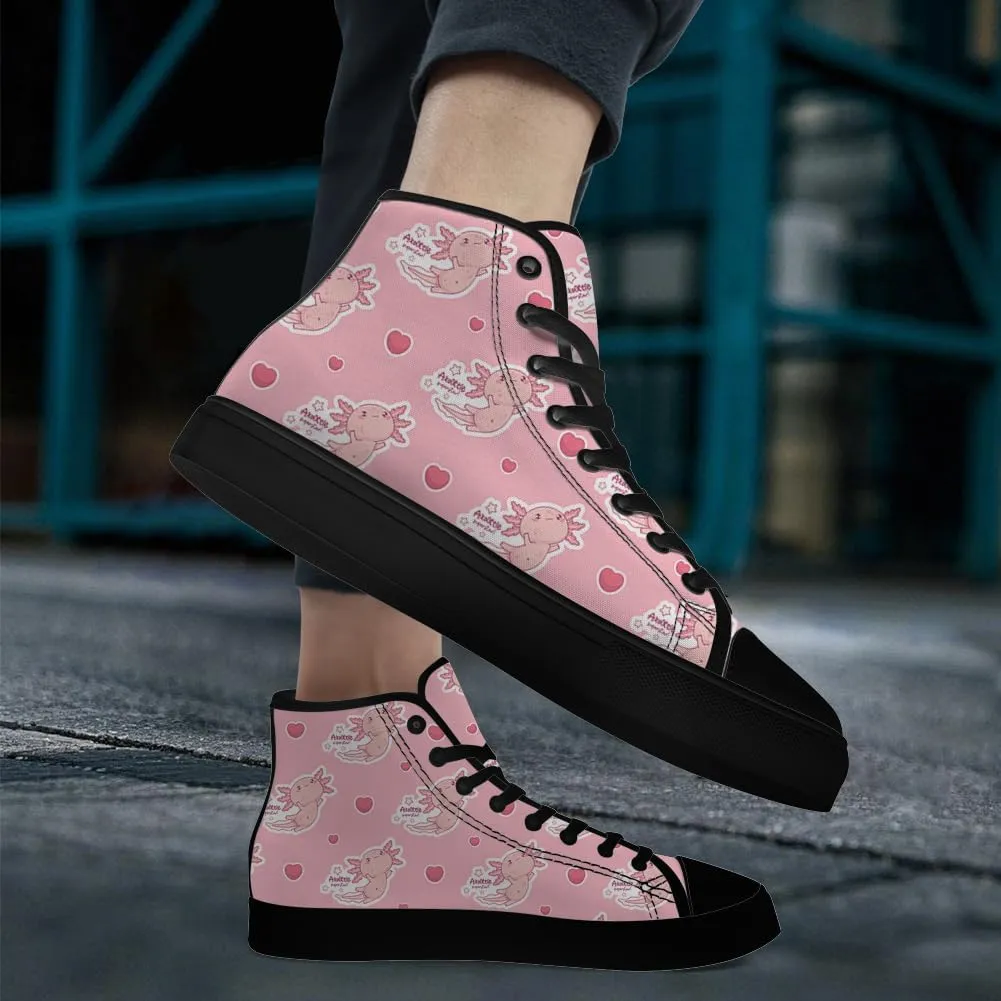 Axolotl High Top Canvas Shoes High Top Sneakers Lace Up Casual Shoes Gifts for Men Women