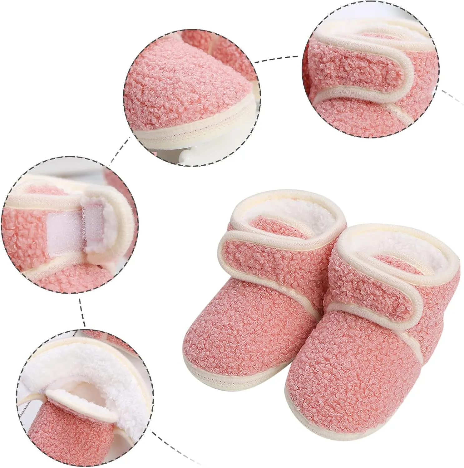 Baby Boys Girls Cozy Fleece Boots Easy to Put on Soft Newborn Booties Toddler Winter Warm Snow Boots
