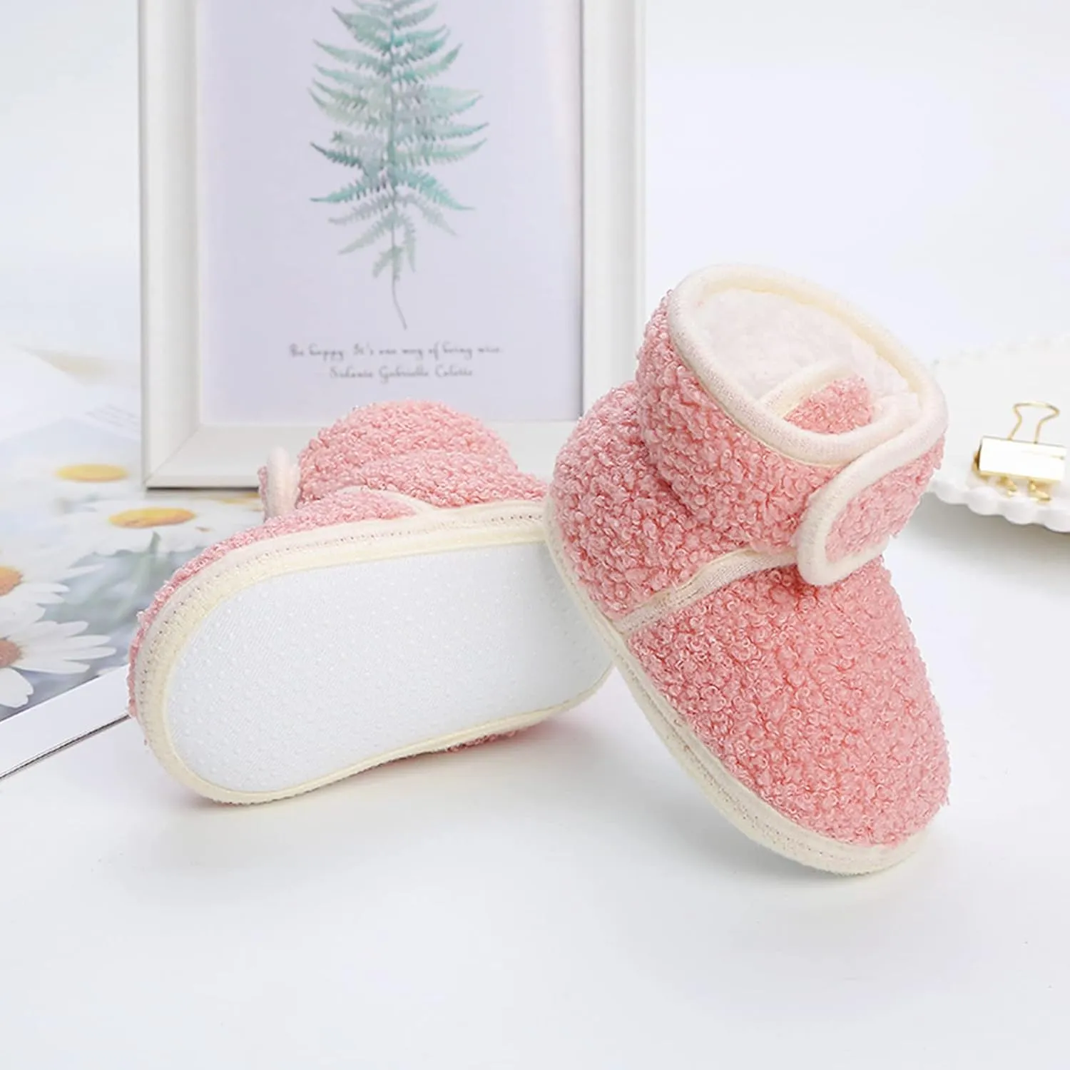 Baby Boys Girls Cozy Fleece Boots Easy to Put on Soft Newborn Booties Toddler Winter Warm Snow Boots