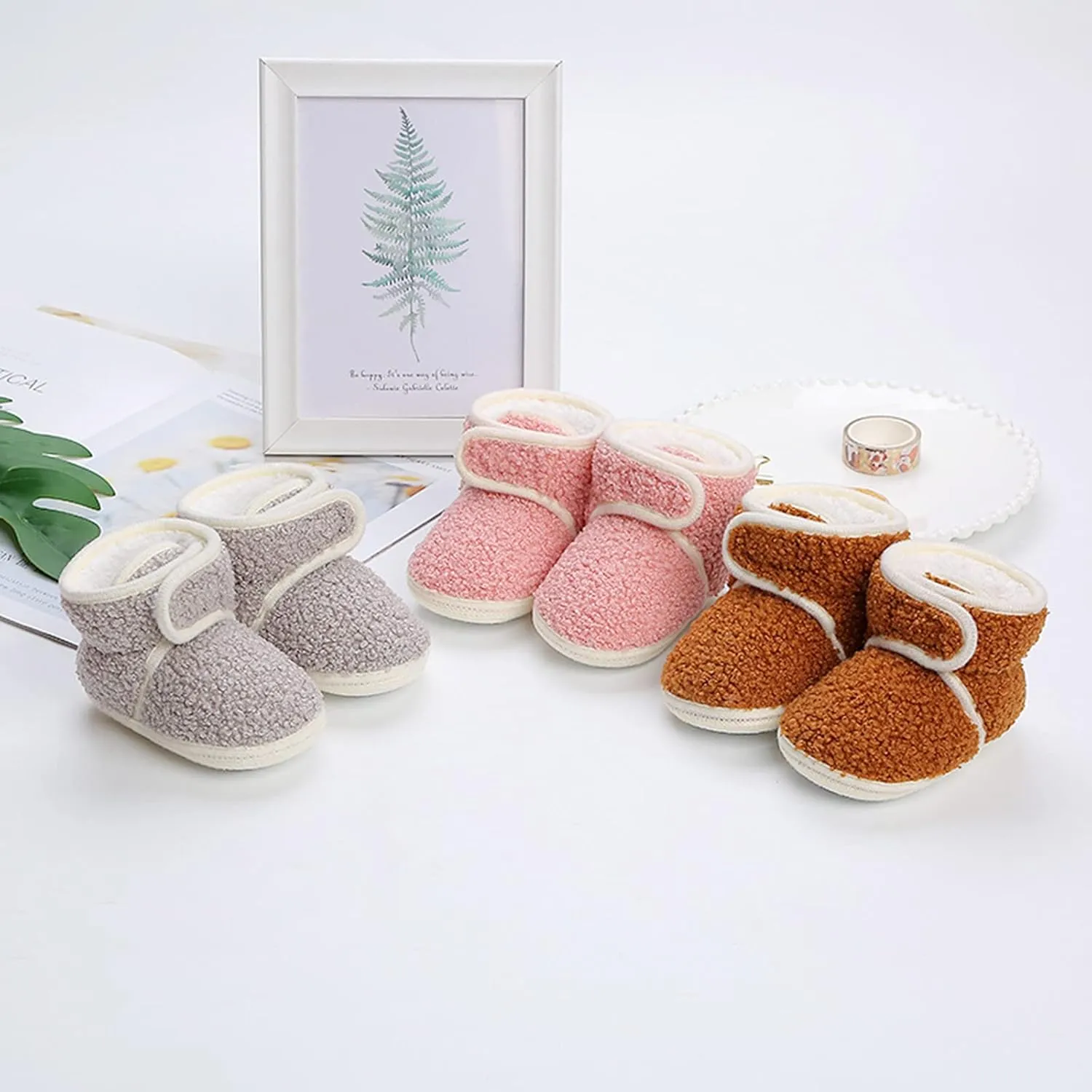 Baby Boys Girls Cozy Fleece Boots Easy to Put on Soft Newborn Booties Toddler Winter Warm Snow Boots