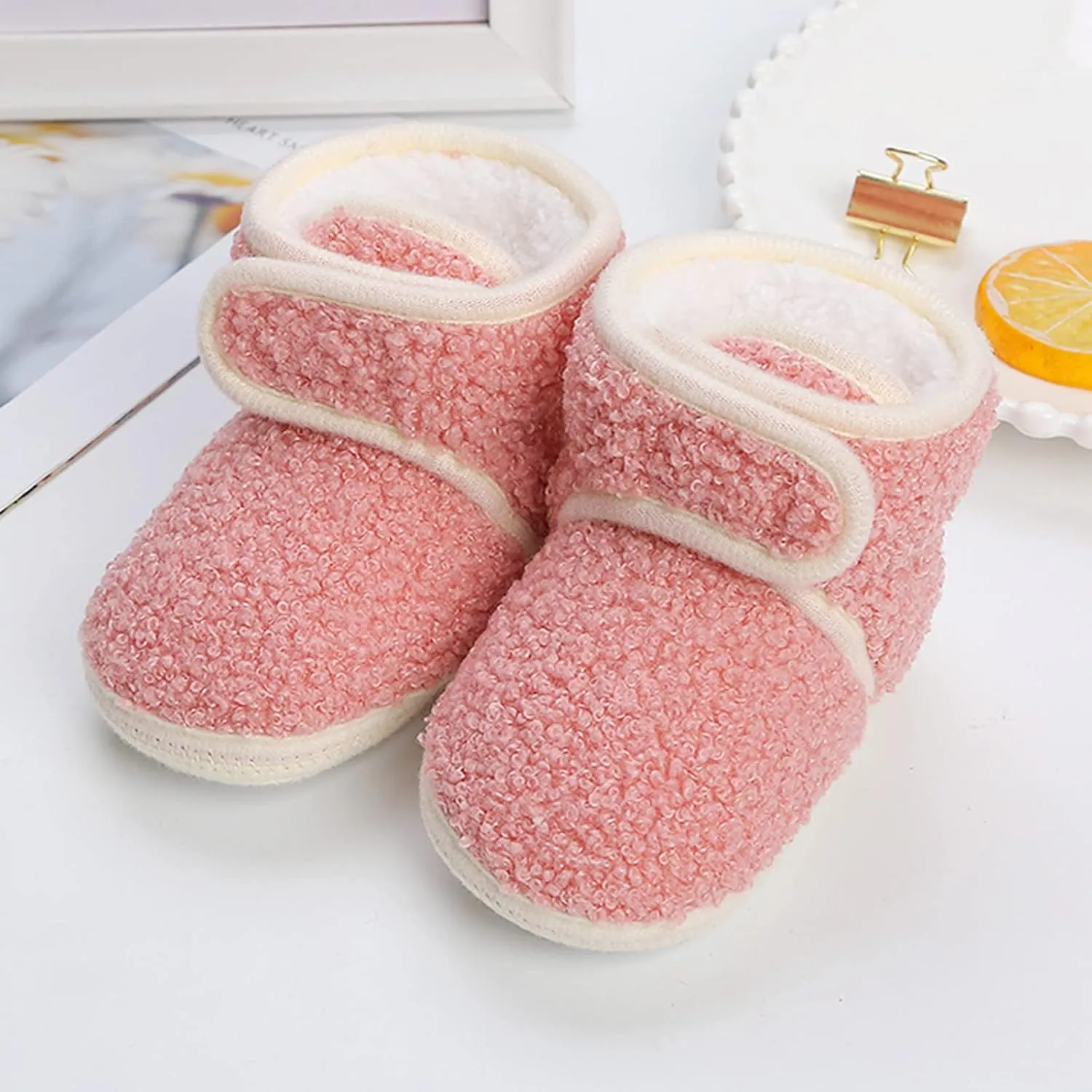 Baby Boys Girls Cozy Fleece Boots Easy to Put on Soft Newborn Booties Toddler Winter Warm Snow Boots