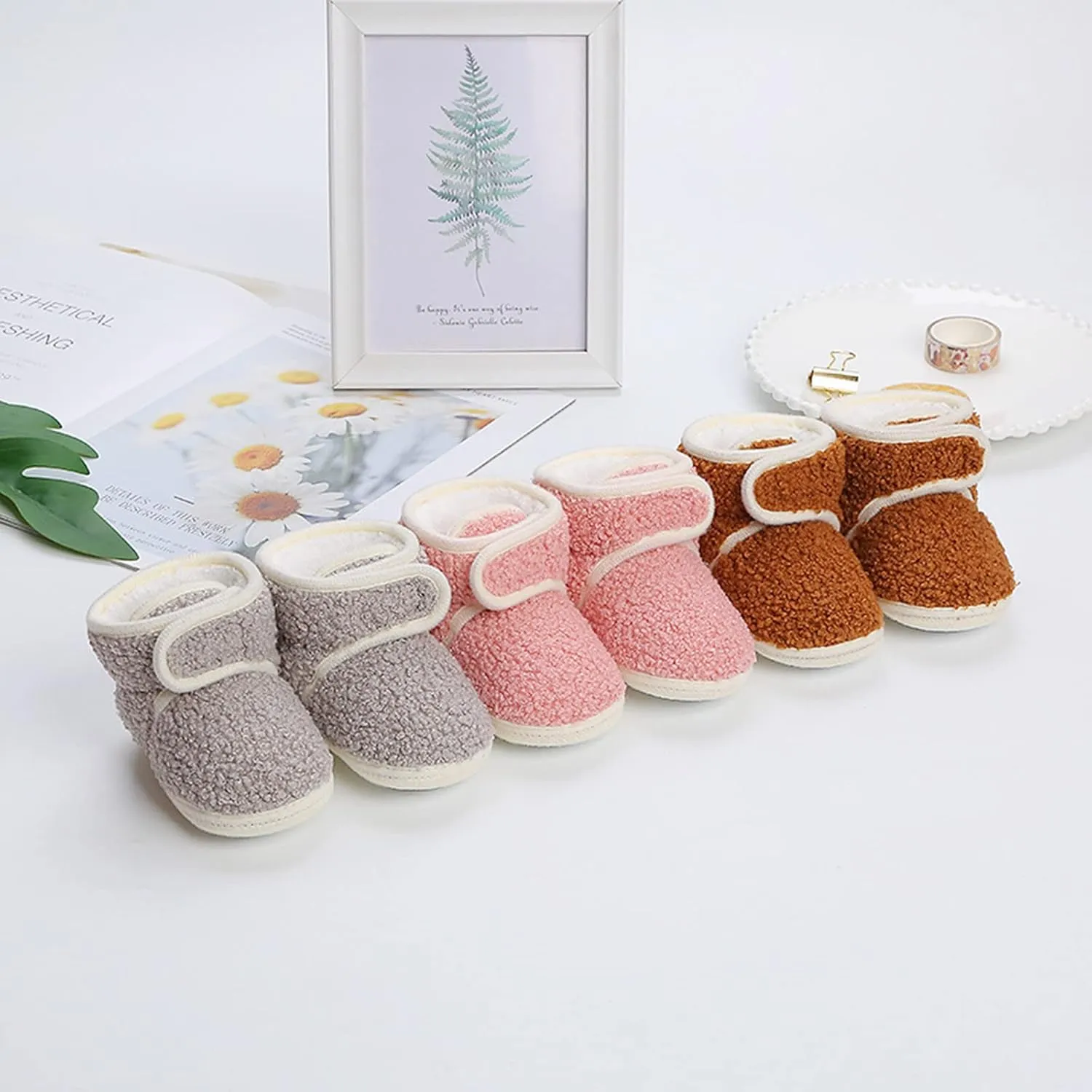 Baby Boys Girls Cozy Fleece Boots Easy to Put on Soft Newborn Booties Toddler Winter Warm Snow Boots
