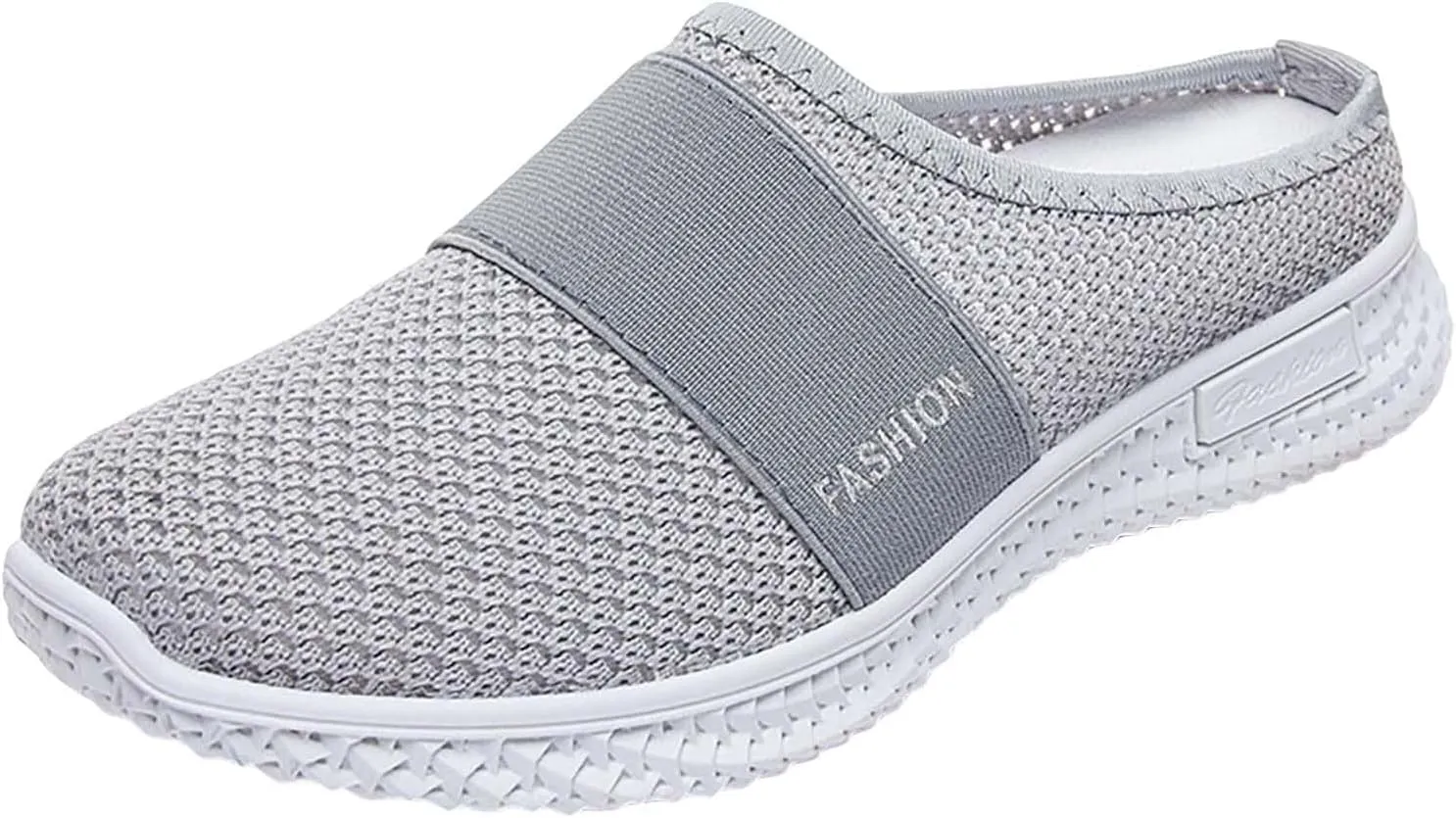 Backless Sneakers for Women Comfort Orthopedic Breathable Mesh Slip On Wide Width Mules with Arch Support Nurse Shoes