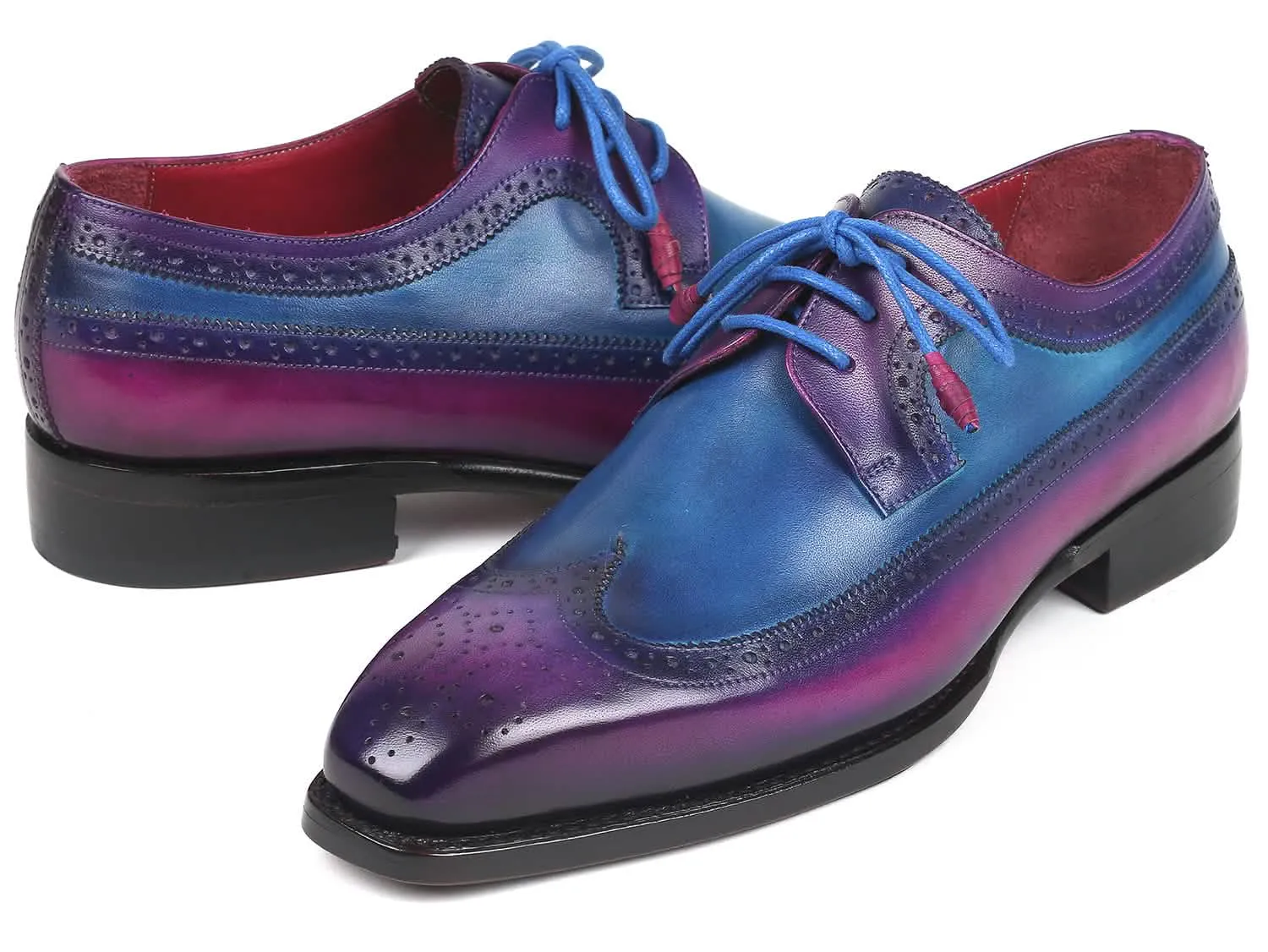 Bespoke Vibrant Purple & Blue Goodyear Welted Wingtip Derby Shoes