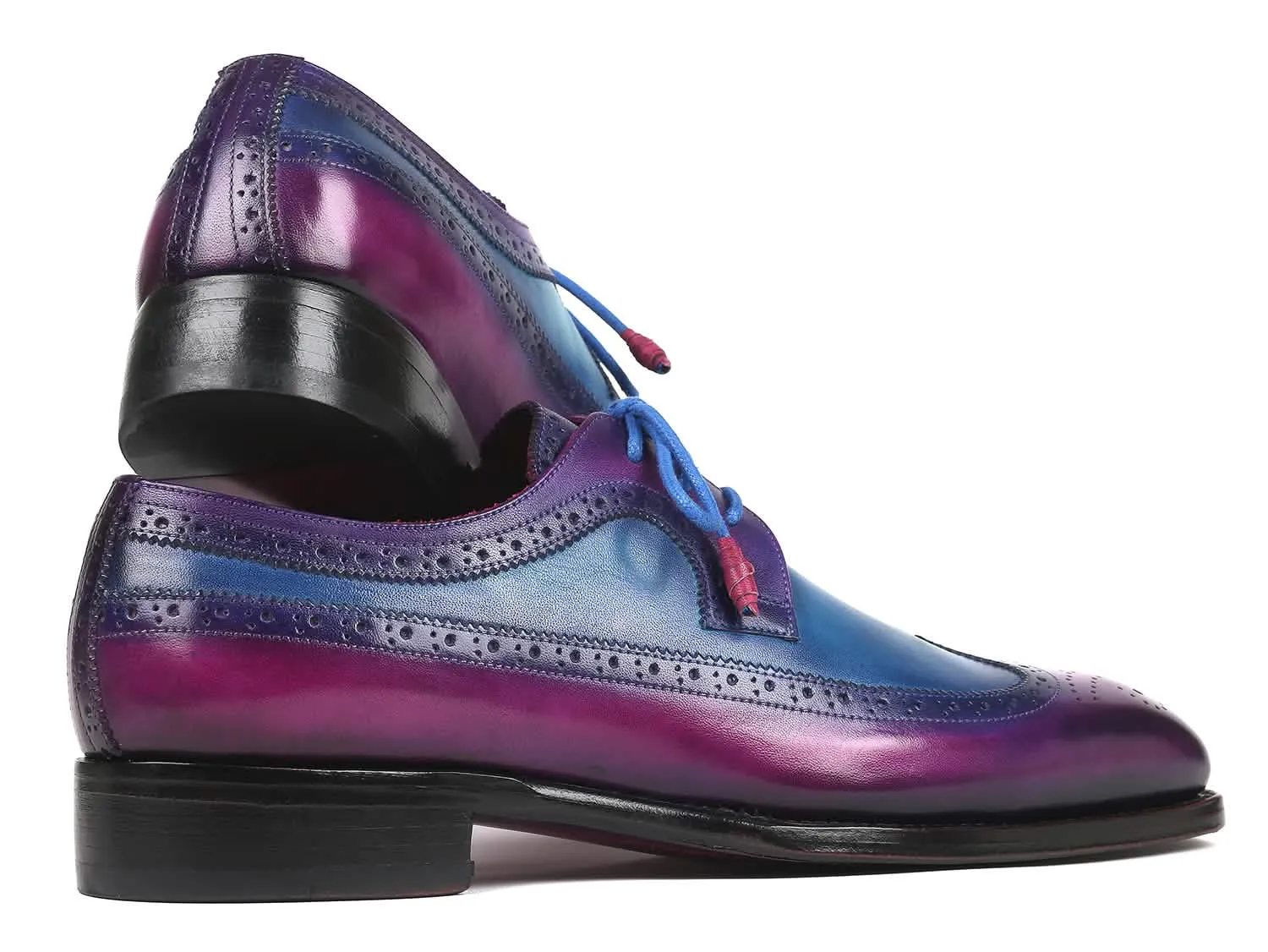 Bespoke Vibrant Purple & Blue Goodyear Welted Wingtip Derby Shoes