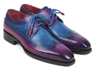 Bespoke Vibrant Purple & Blue Goodyear Welted Wingtip Derby Shoes