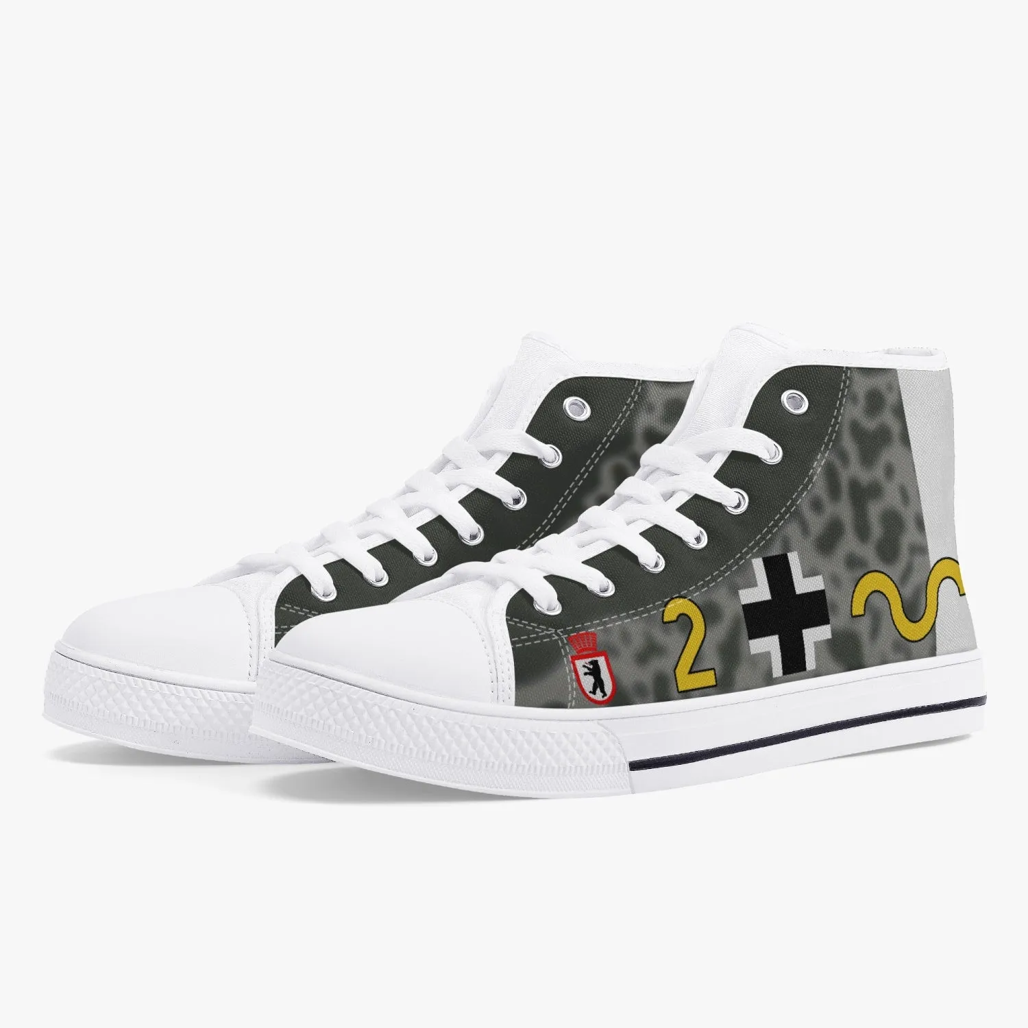 Bf-109 "Yellow 2" of Franz Stigler High Top Canvas Shoes