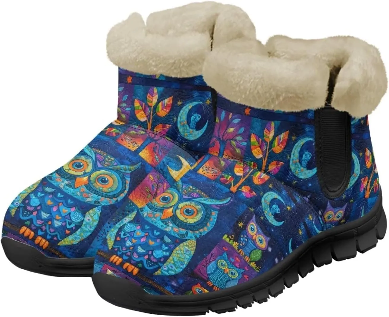 Binienty Womens Mens Winter Snow Boots Warm Fur Lined Comfortable Outdoor Shoes Arch Support