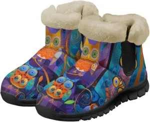 Binienty Womens Mens Winter Snow Boots Warm Fur Lined Comfortable Outdoor Shoes Arch Support