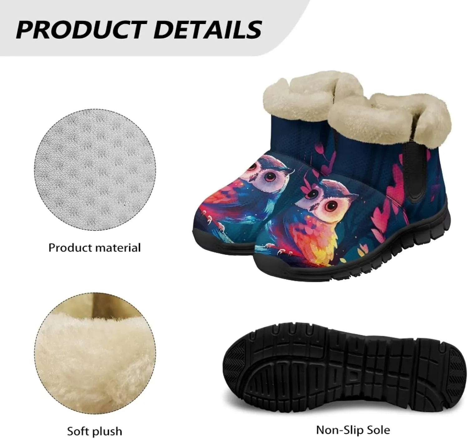 Binienty Womens Mens Winter Snow Boots Warm Fur Lined Comfortable Outdoor Shoes Arch Support