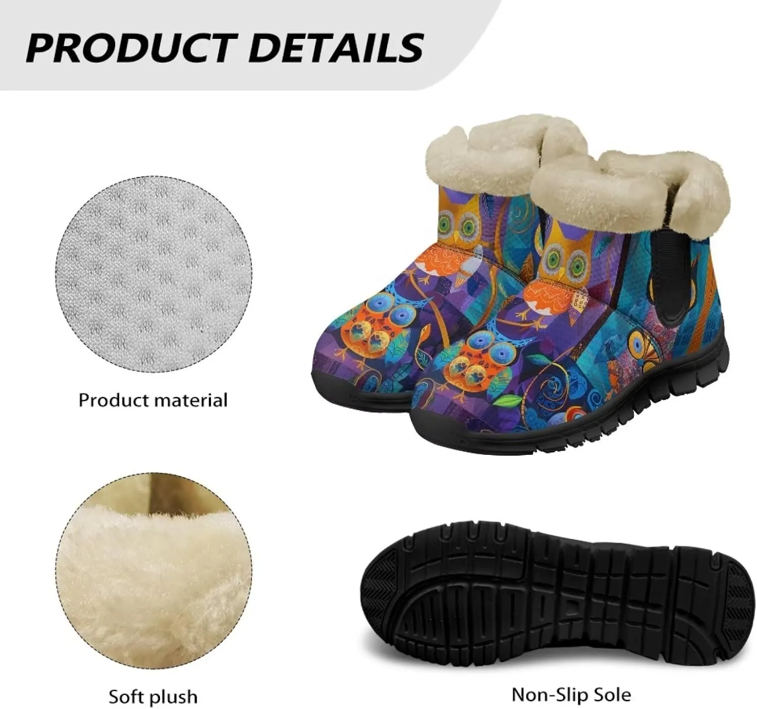Binienty Womens Mens Winter Snow Boots Warm Fur Lined Comfortable Outdoor Shoes Arch Support