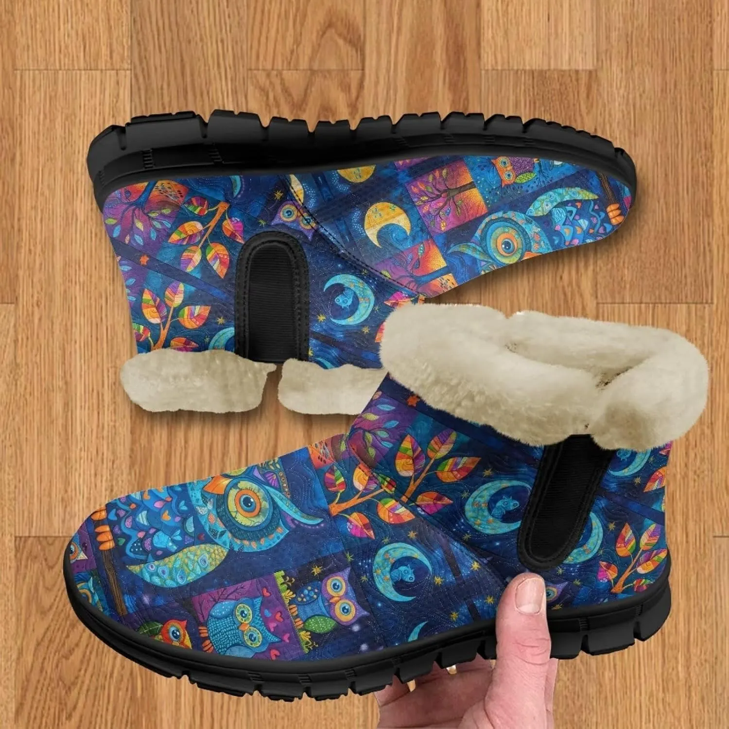 Binienty Womens Mens Winter Snow Boots Warm Fur Lined Comfortable Outdoor Shoes Arch Support