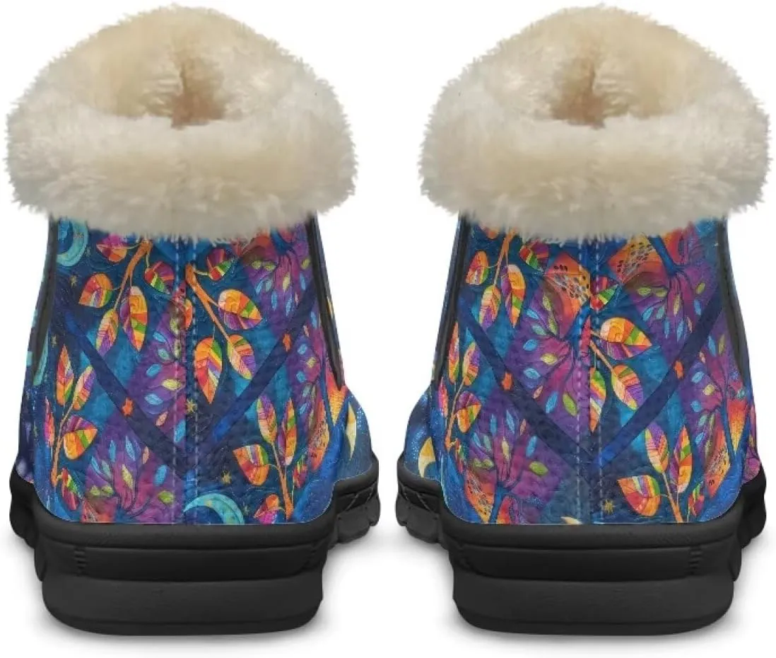 Binienty Womens Mens Winter Snow Boots Warm Fur Lined Comfortable Outdoor Shoes Arch Support
