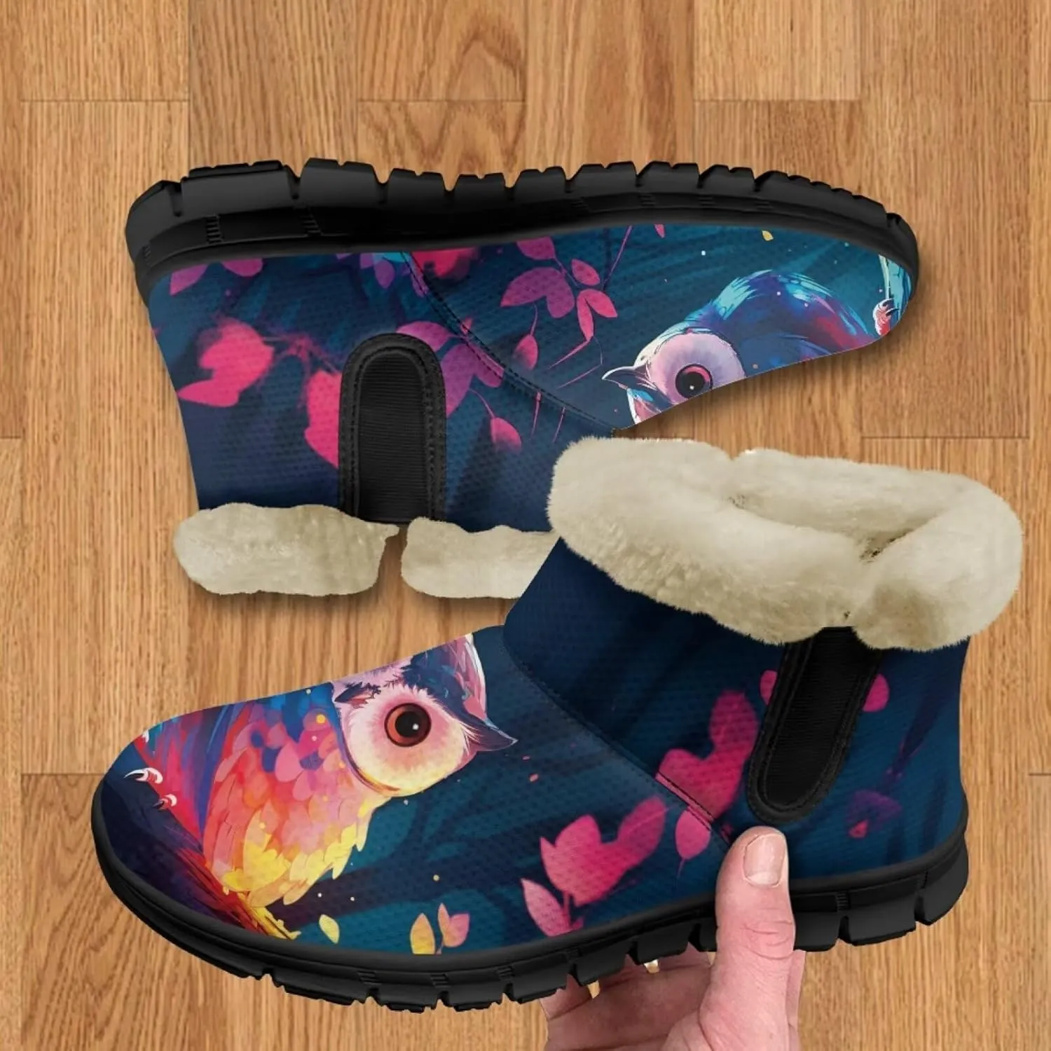 Binienty Womens Mens Winter Snow Boots Warm Fur Lined Comfortable Outdoor Shoes Arch Support