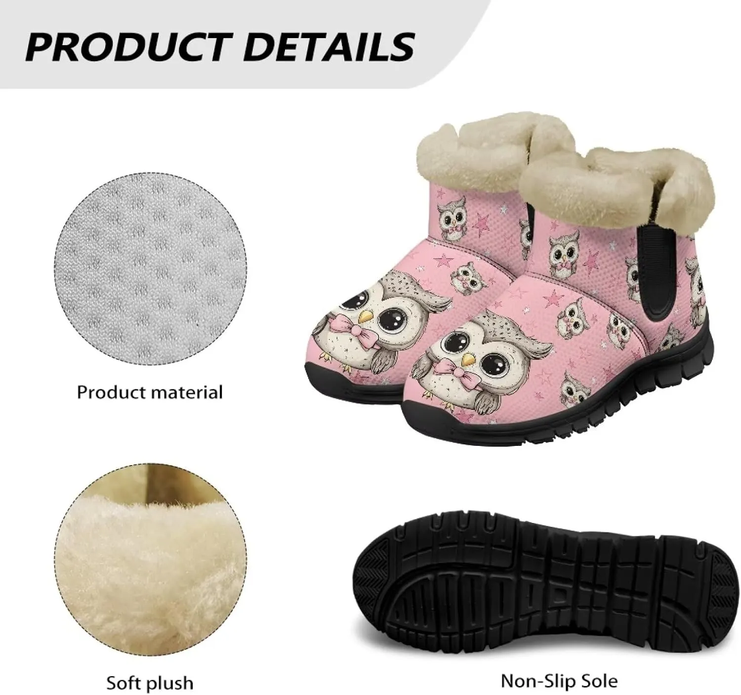 Binienty Womens Mens Winter Snow Boots Warm Fur Lined Comfortable Outdoor Shoes Arch Support