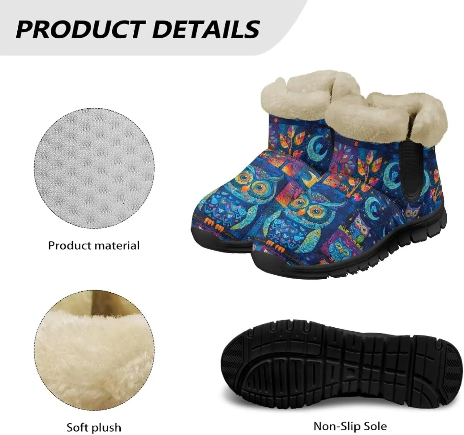 Binienty Womens Mens Winter Snow Boots Warm Fur Lined Comfortable Outdoor Shoes Arch Support