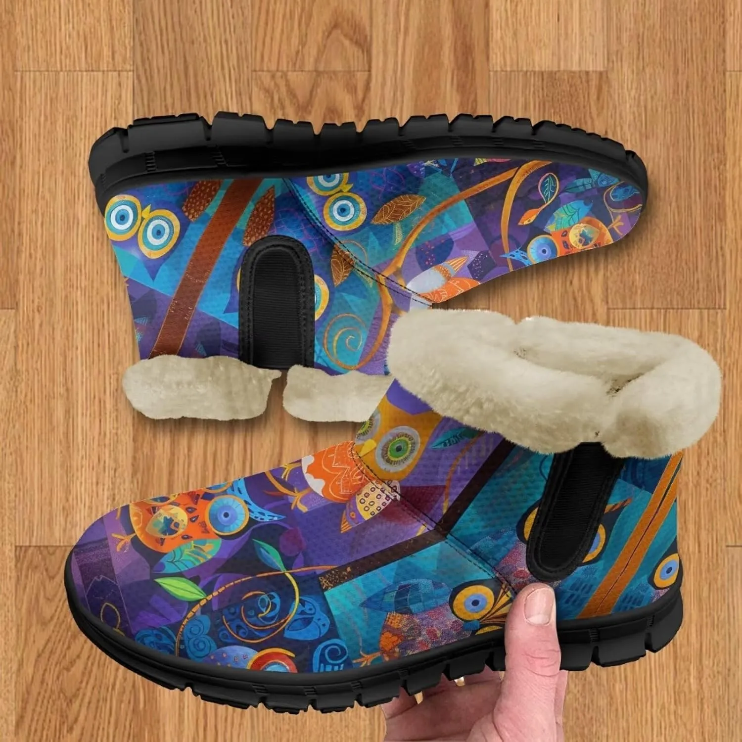 Binienty Womens Mens Winter Snow Boots Warm Fur Lined Comfortable Outdoor Shoes Arch Support