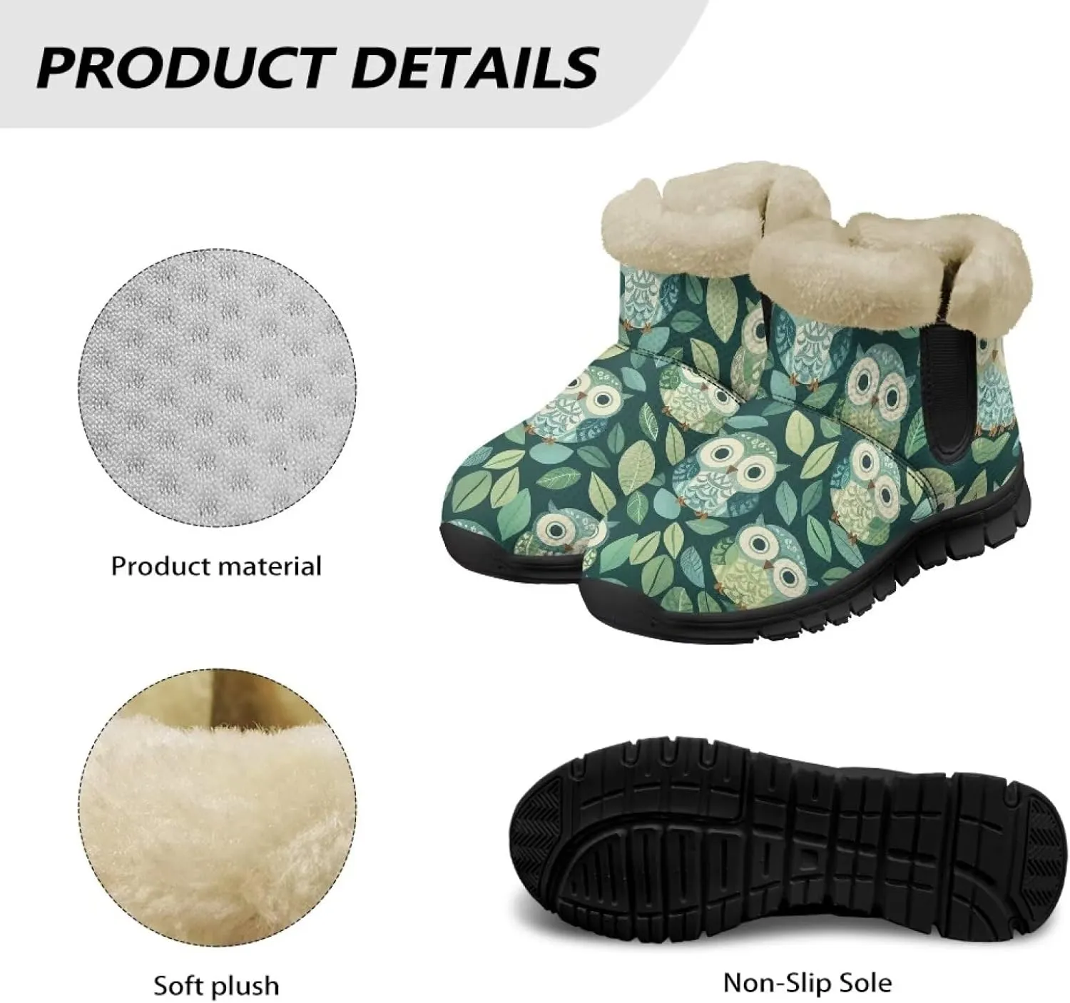 Binienty Womens Mens Winter Snow Boots Warm Fur Lined Comfortable Outdoor Shoes Arch Support
