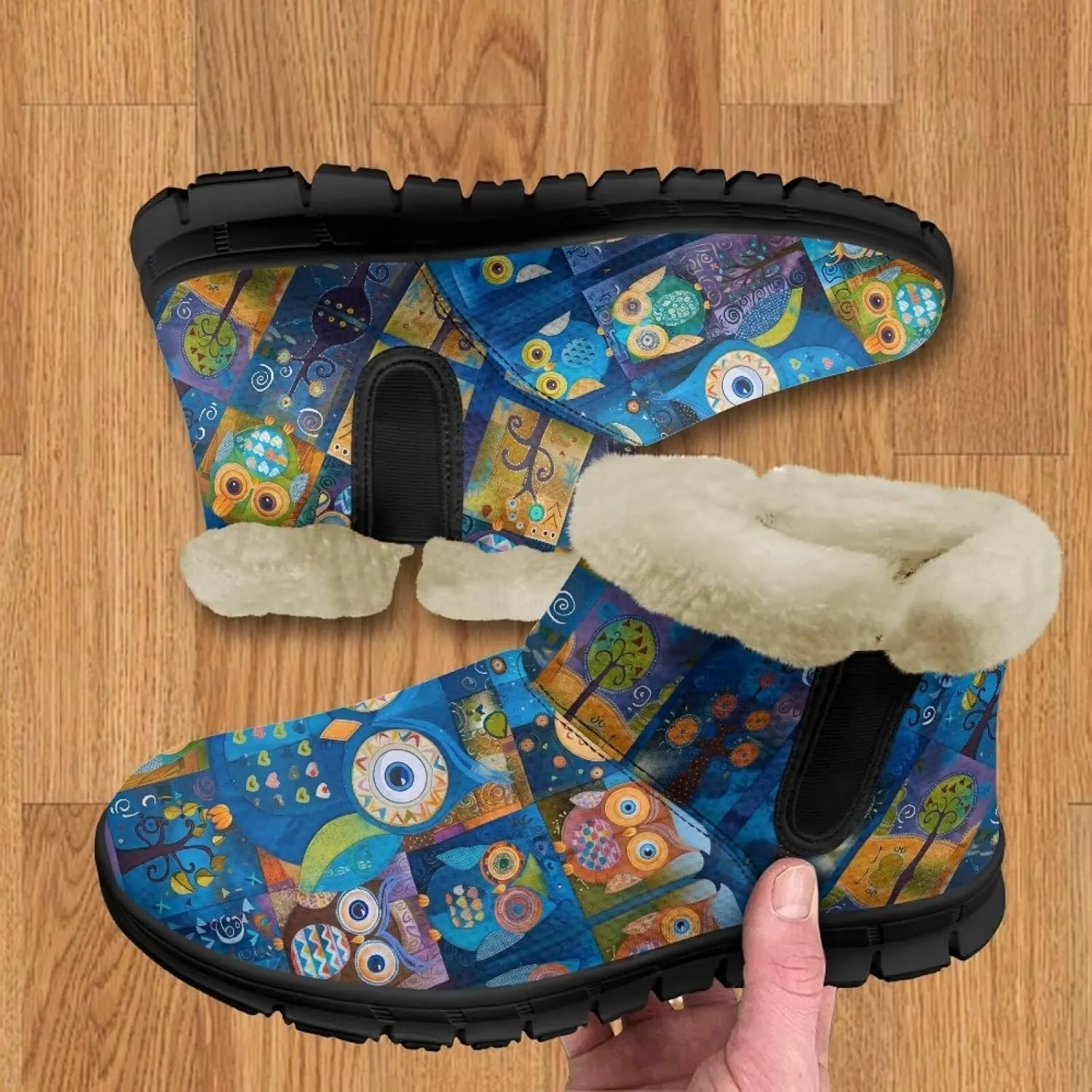 Binienty Womens Mens Winter Snow Boots Warm Fur Lined Comfortable Outdoor Shoes Arch Support