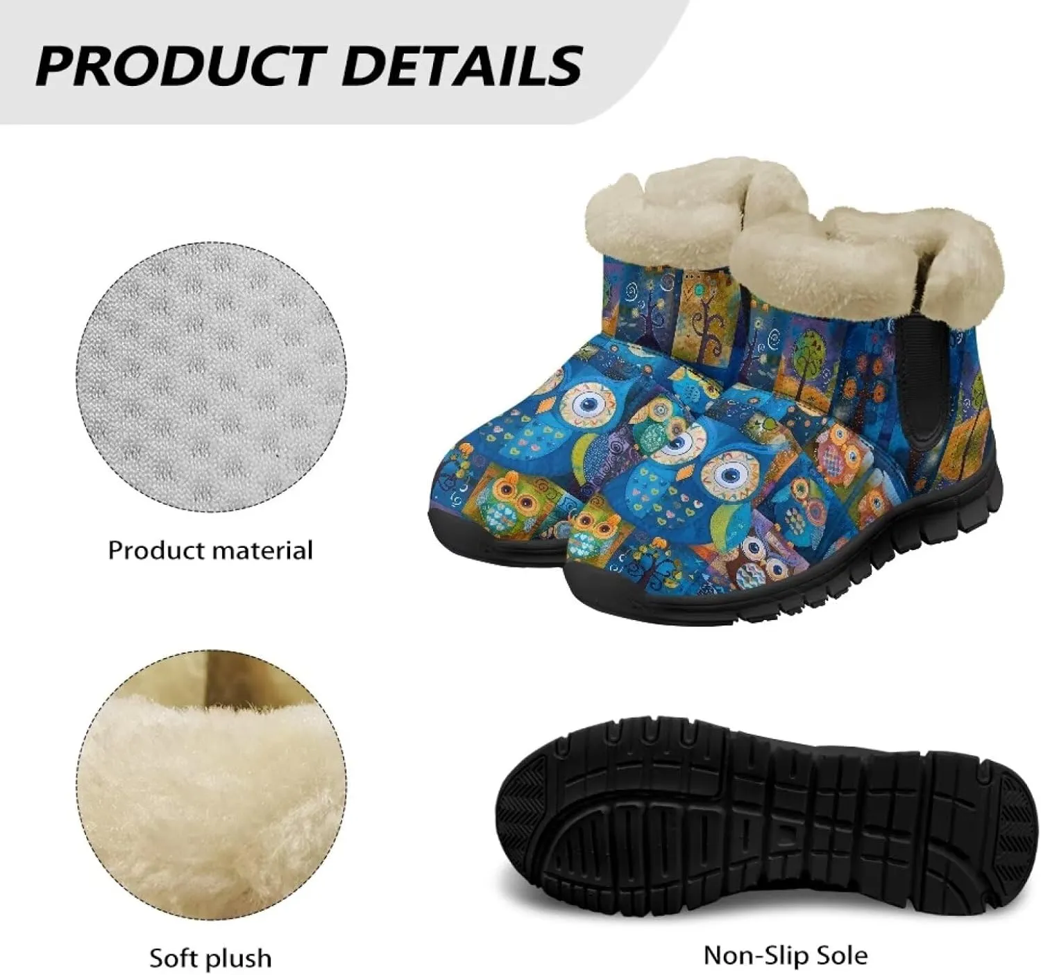 Binienty Womens Mens Winter Snow Boots Warm Fur Lined Comfortable Outdoor Shoes Arch Support