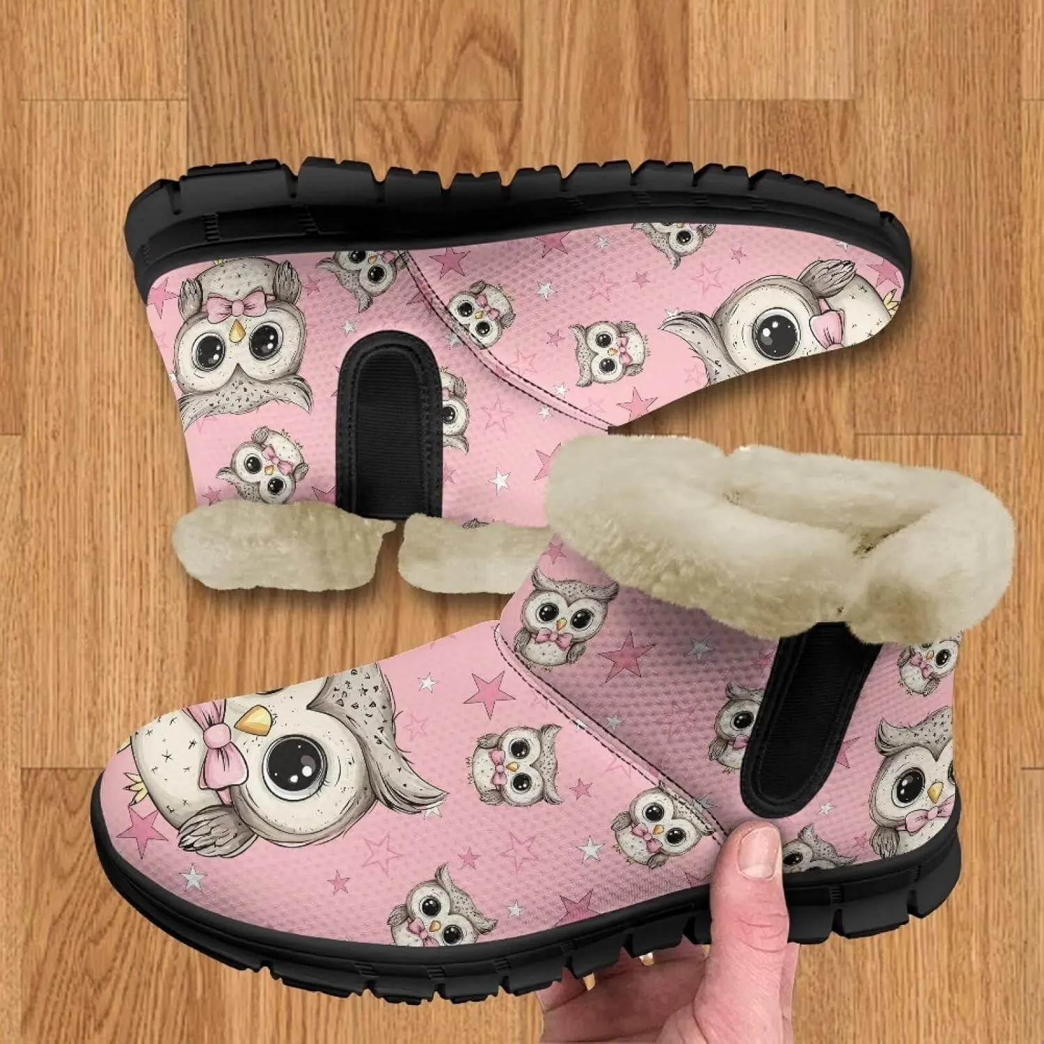 Binienty Womens Mens Winter Snow Boots Warm Fur Lined Comfortable Outdoor Shoes Arch Support