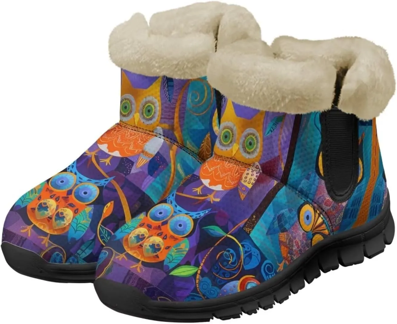 Binienty Womens Mens Winter Snow Boots Warm Fur Lined Comfortable Outdoor Shoes Arch Support