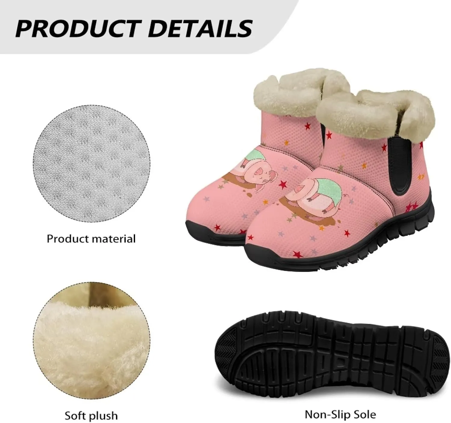 Binienty Womens Warm Boots Casual Snow Boots Winter Ankle Booties Arch Support Outdoor Shoes