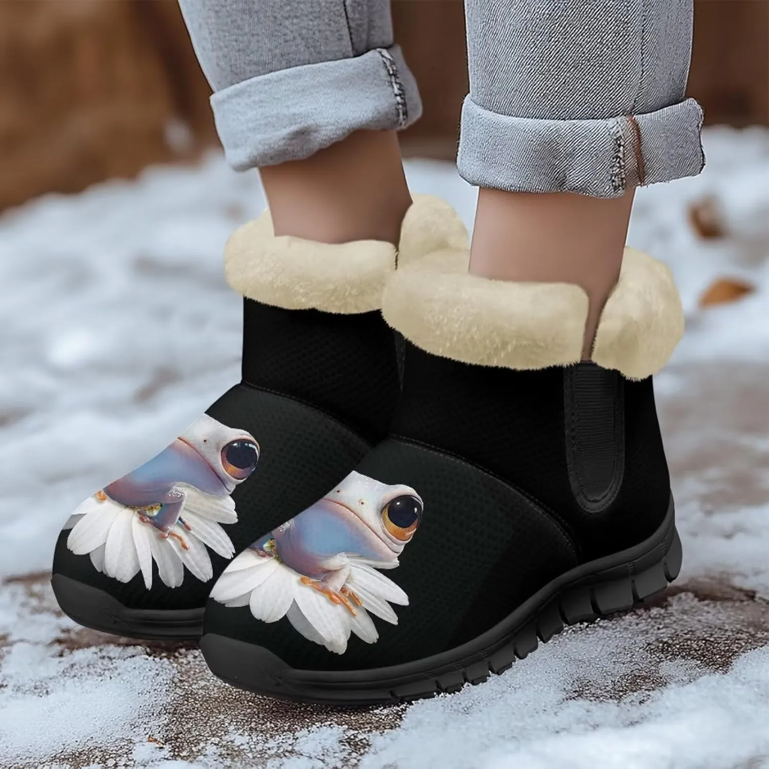 Binienty Womens Warm Boots Casual Snow Boots Winter Ankle Booties Arch Support Outdoor Shoes