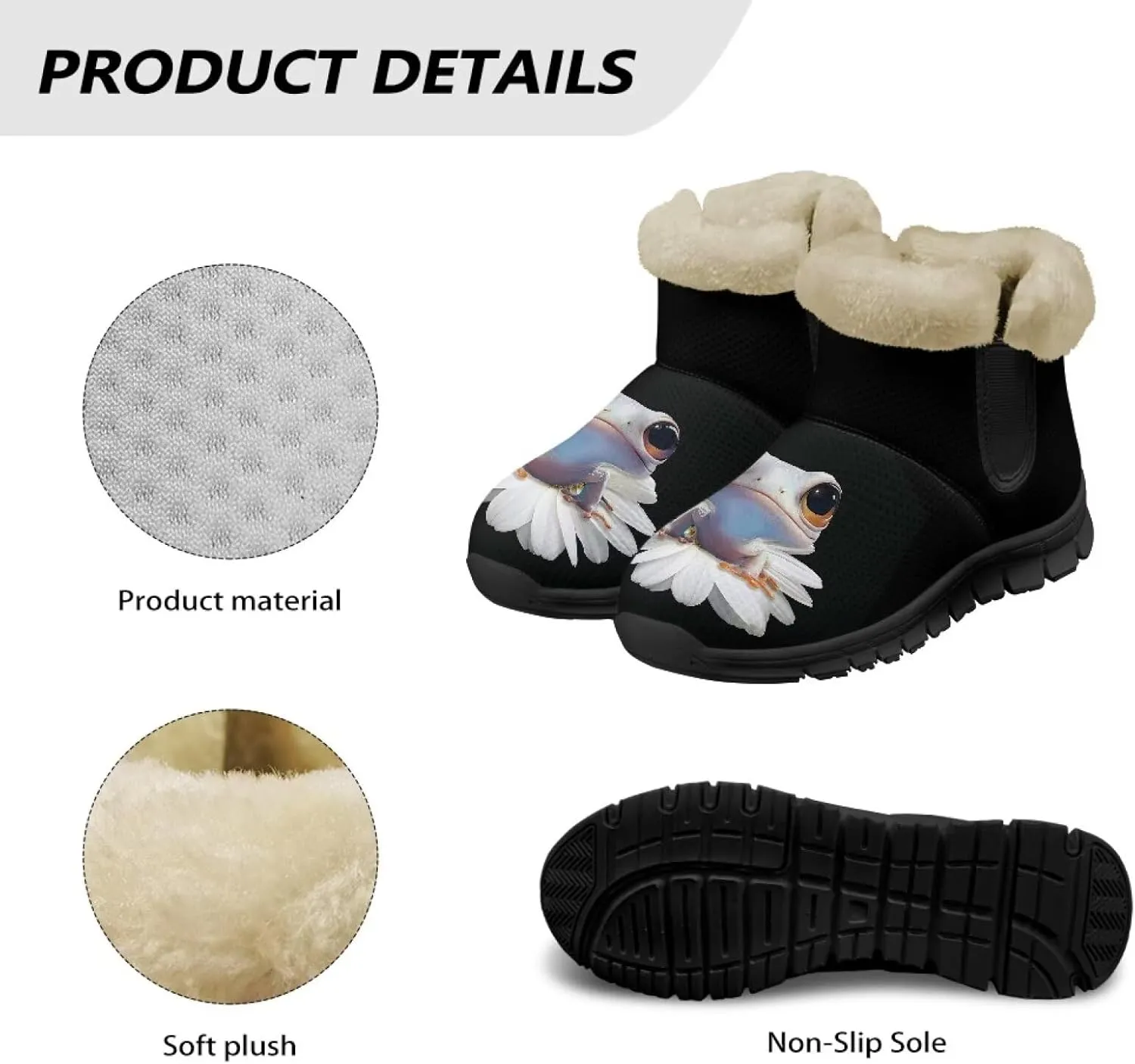 Binienty Womens Warm Boots Casual Snow Boots Winter Ankle Booties Arch Support Outdoor Shoes