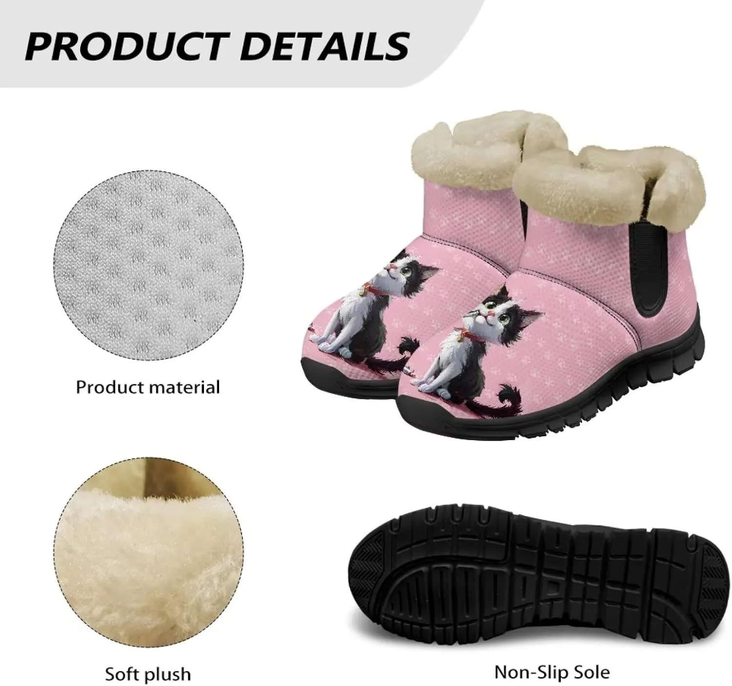 Binienty Womens Warm Boots Casual Snow Boots Winter Ankle Booties Arch Support Outdoor Shoes