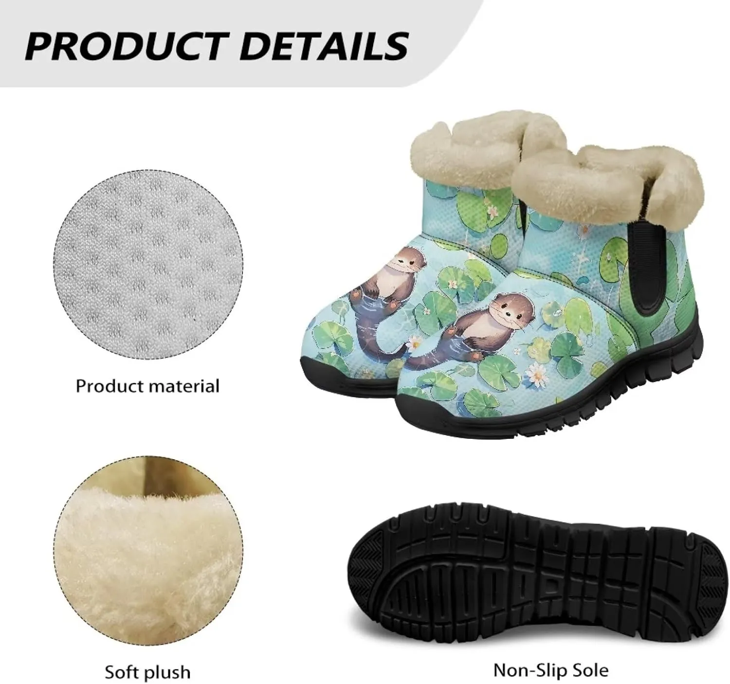 Binienty Womens Warm Boots Casual Snow Boots Winter Ankle Booties Arch Support Outdoor Shoes