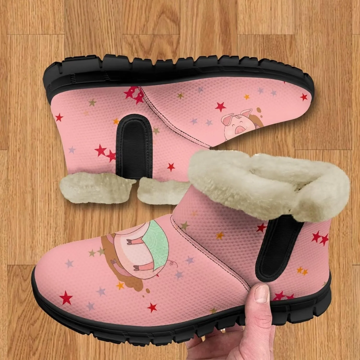 Binienty Womens Warm Boots Casual Snow Boots Winter Ankle Booties Arch Support Outdoor Shoes