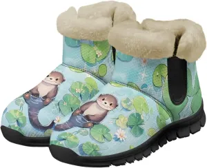 Binienty Womens Warm Boots Casual Snow Boots Winter Ankle Booties Arch Support Outdoor Shoes