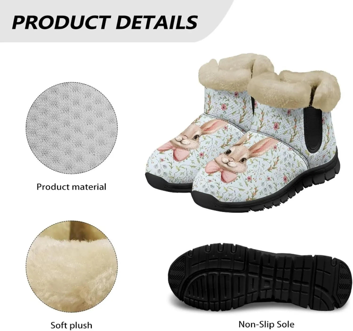 Binienty Womens Warm Boots Casual Snow Boots Winter Ankle Booties Arch Support Outdoor Shoes
