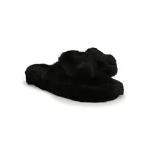 Black fluffy bow slippers- FREE SHIPPING