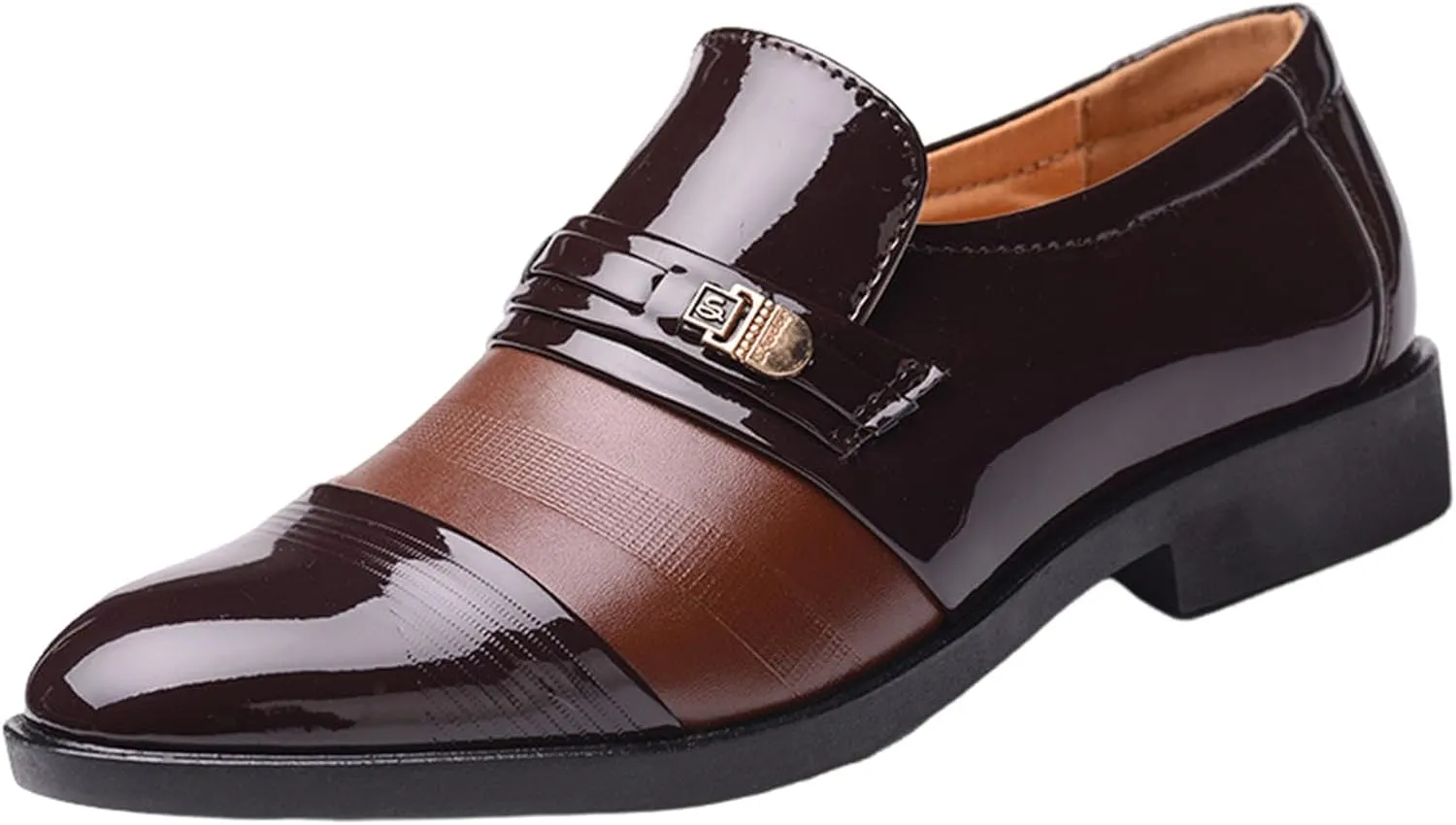 Black Oxfords Shoes for Men Fashion Summer and Autumn Men Leather Shoes Pointed Toe Low Heeled Wingtip Oxfords Shoes