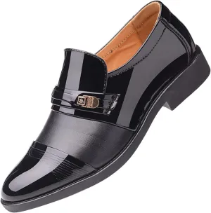 Black Oxfords Shoes for Men Fashion Summer and Autumn Men Leather Shoes Pointed Toe Low Heeled Wingtip Oxfords Shoes